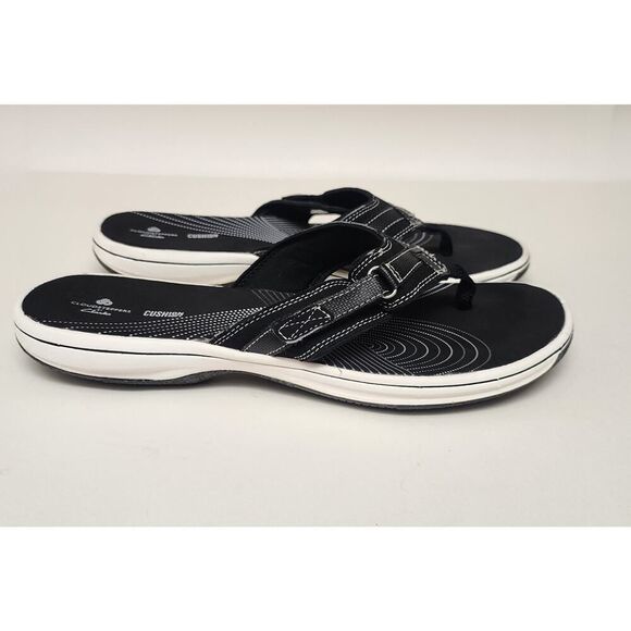 CLARKS Cloudsteppers Breeze Sea Sandal Flip Flops Thong Black SIZE 11M - Picture 4 of 9